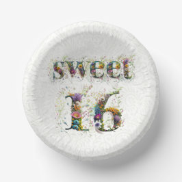 Sweet 16 Happy Birthday Wildblumen Text Pappteller