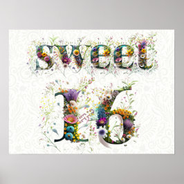Sweet 16 Happy Birthday Wildblumen Text Poster