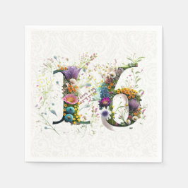 Sweet 16 Happy Birthday Wildblumen Text Serviette