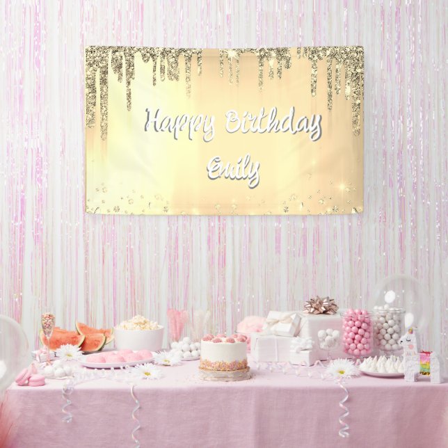 Sweet 16 Happy Geburtstag Ihr Name Glitzer Banner (Party)