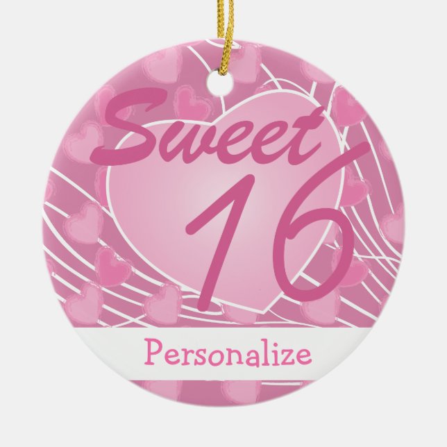 Sweet 16 Heart - Geburtstag Keramik Ornament (Vorne)
