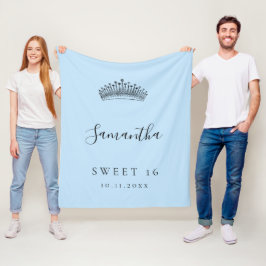 Sweet 16 hellblau tiara Kronname Fleecedecke