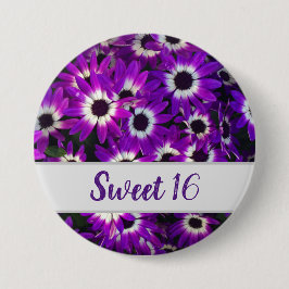Sweet 16 Helle Lila Blume Foto Blumenkohl Button