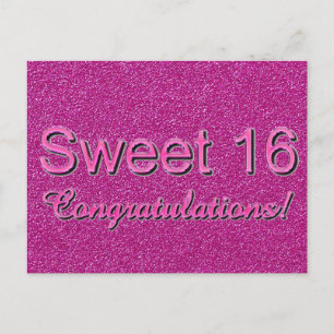 Sweet 16 Herzlichen Glückwunsch Hot Pink Shiny Typ Postkarte