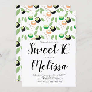 Sweet 16 Hibachi Grill Sushi Rolls Restaurant Einladung