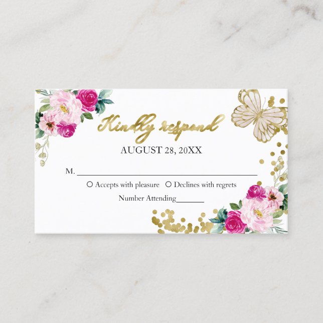 Sweet 16 Hot Pink Bläschen UAWG Umschließung Visitenkarte (Vorderseite)