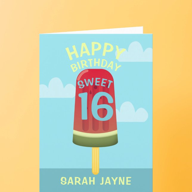 Sweet 16 Ice Cream Popsicle Birthday Card Karte (🍉🍧🍨 Happy Birthday Sweet 16! 🍧🍨 🍉)