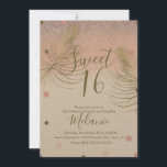 Sweet 16 Imitat Glitzer Dots Gold Feather Pink Kra Einladung<br><div class="desc">Quince Sweet 16 Einladungen mit Imitate Glitzer Pattern und Feather Imitate Gold</div>