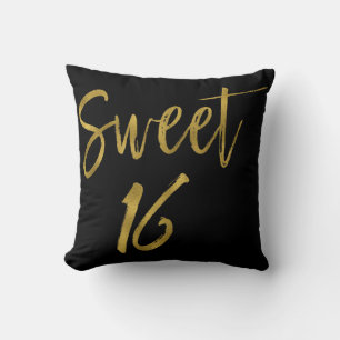 Sweet 16 Imitate Gold und Schwarz Foil Pillow Kissen