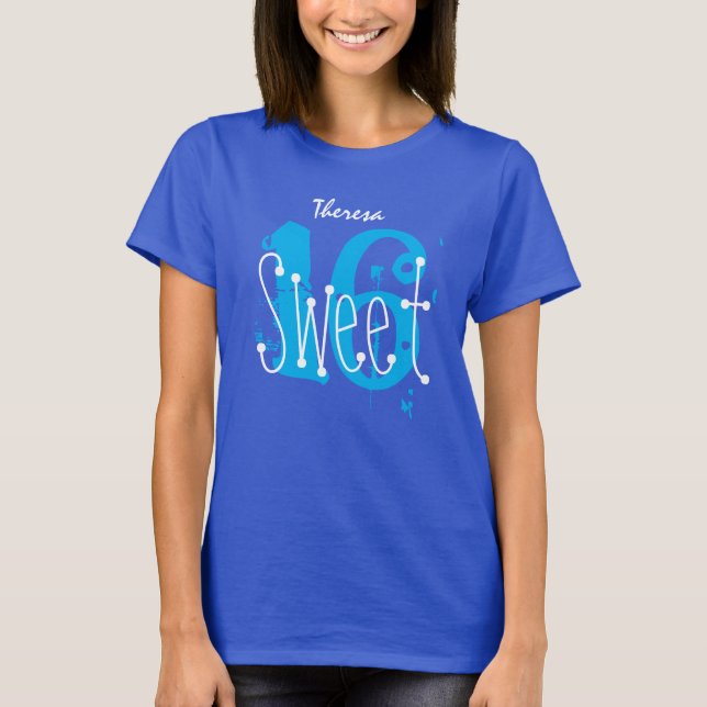 Sweet 16 Individuelle Name Birthday Gift Grunge Te T-Shirt (Vorderseite)