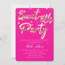 Sweet 16. Instant Download Gold Confetti Pink