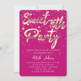 Sweet 16. Instant Download Pink Gold Confetti Einladung