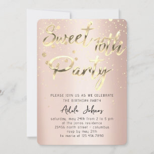 Sweet 16. Instant Download Rose Gold Confetti Einladung