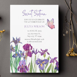 Sweet 16 Iris Blume Kalligraphie Einladung