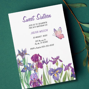 Sweet 16 Iris Blume lila Geburtstag Einladung
