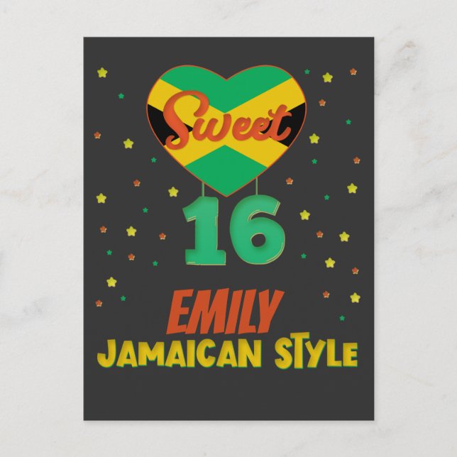 Sweet 16 Jamaican Style Birthday Girl Vacation Postkarte (Vorderseite)