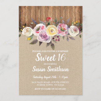 Sweet 16 Jegliche Geburtstagsparty Blumenholz Einl Einladung