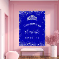 Sweet 16 königsblau silber Glitzer willkommen