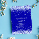 Sweet 16 königsblau weiß glamourös einladung<br><div class="desc">Eine moderne,  stilvolle und glamouröse Einladung zu einer Sweet 16. Geburtstagsfeier. Ein königsblauer Hintergrund,  mit Imitaten und Glitzern aus Glitzer dekoriert. Personalisieren Sie Ihren Namen und Ihre Party-Daten und fügen Sie diese hinzu.</div>