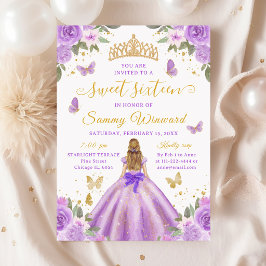 Sweet 16 Light Purple Princess Blonde Girl Einladung