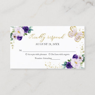 Sweet 16 Lila Blütenschmetterlingsverpackung UAWG  Visitenkarte