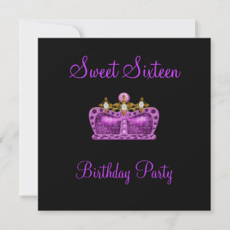 Sweet 16 Lila Crown Princess Event Black Einladung