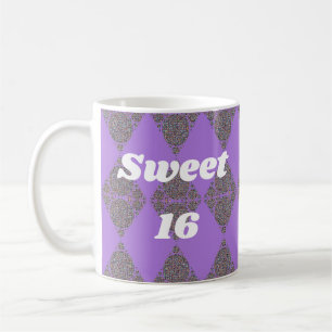 Sweet 16 Lila Diamond Pattern Celebration Kaffeetasse