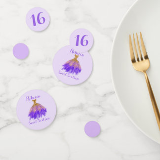 Sweet 16 Lila Dress Geburtstag Personalisiert Konfetti