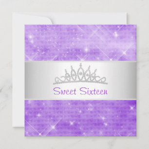 Sweet 16 Lila Glitzer Silver Jewel Tiara Party 1 Einladung