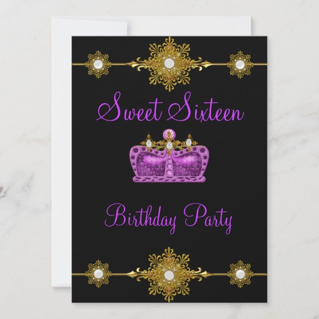 Sweet 16 Lila Gold Black Princess Event Einladung (Vorderseite)
