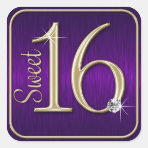 Sweet 16 Lila/Gold Metallic Look Stickers