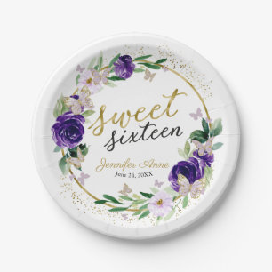 Sweet 16 Lila Lavendel Floral Butterfly Pappteller