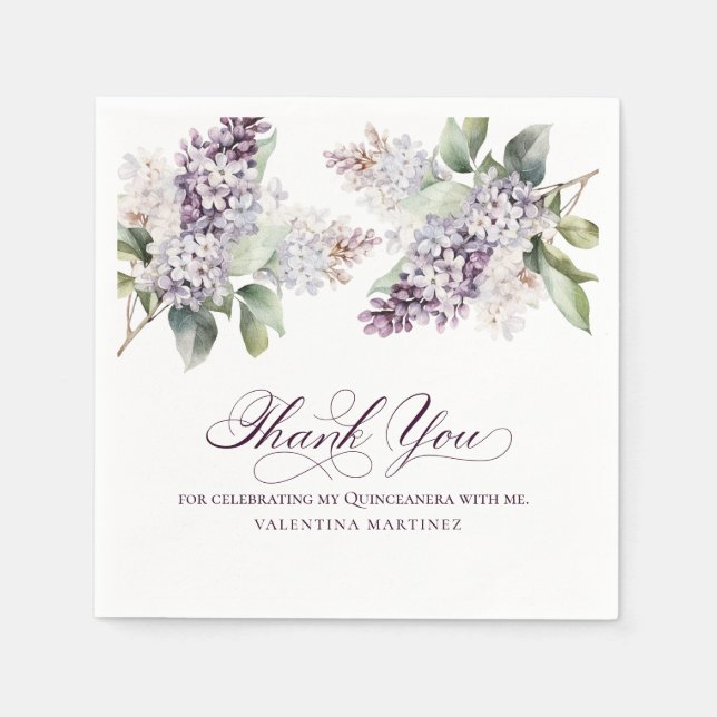 Sweet 16 Lila Lilac Spring Blume Cocktail Serviette (Vorderseite)