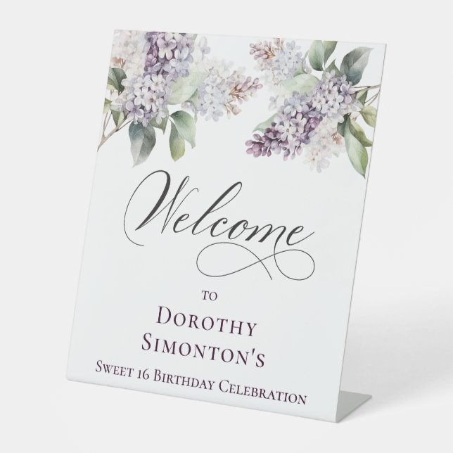 Sweet 16 Lila Lilac Spring Blume Willkommen Sockelschild (Vorderseite)
