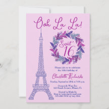 Sweet 16 Lila Paris Eiffelturm Geburtstagsparty