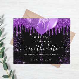 Sweet 16 lila schwarze Haushaltsmittel Save the Da Flyer