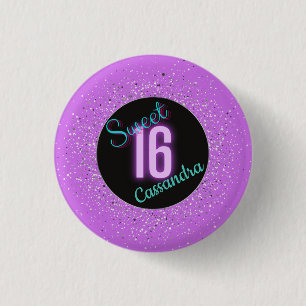 Sweet 16 Lila Silberbrillanz Personalisiert Button