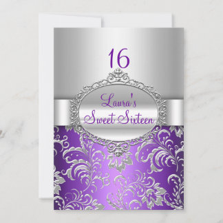 Sweet 16 Lila & Silver Floral Ankündigungen
