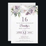 Sweet 16 Lila Spring Lilac Blume Einladung<br><div class="desc">Weiche Wasserfarbe lila Lilacs schaffen eine hübsche Frühjahr Sweet 16 Geburtstagseinladung. Die Typografie fügt ein Vintages Retro-Ambiente hinzu. Der gesamte Text ist editierbar, sodass Sie genau den richtigen Ton Set haben. Sie können auch Schriftart und Farbe ändern. Diese Sweet 16-Geburtstagseinladung ist sowohl in der traditionellen Karton-Version als auch in der...</div>