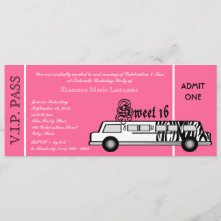 Sweet 16 Limo Party Pass Einladung