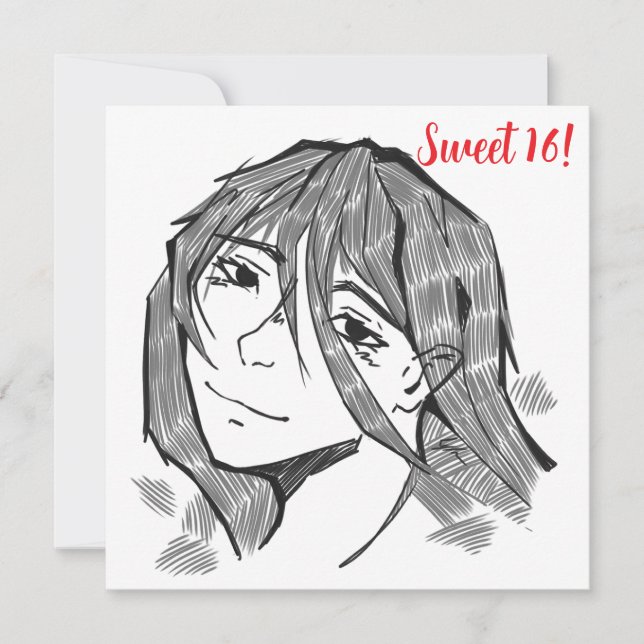 Sweet 16, lineart  feiertagskarte (Vorderseite)