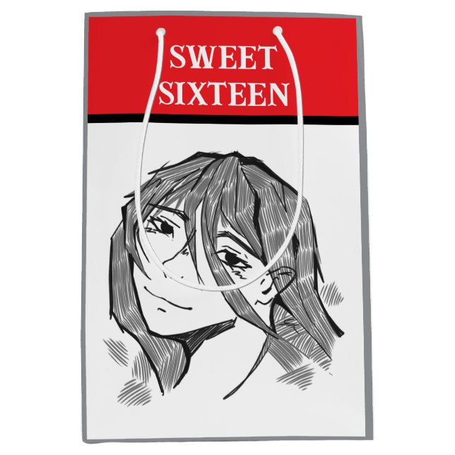 Sweet 16 lineart  mittlere geschenktüte (Vorderseite)