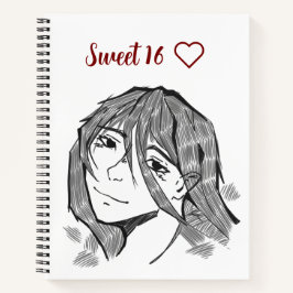 Sweet 16 lineart notizbuch
