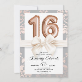 Sweet 16 Luxury Rose Gold Balloons Einladung