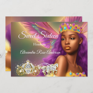 Sweet 16 Märchenhafte Lila Pink Gold Carriage Einladung