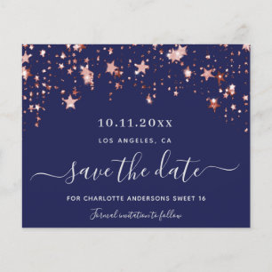 Sweet 16 Marine Blue Rose Haushalt Save the Date Flyer