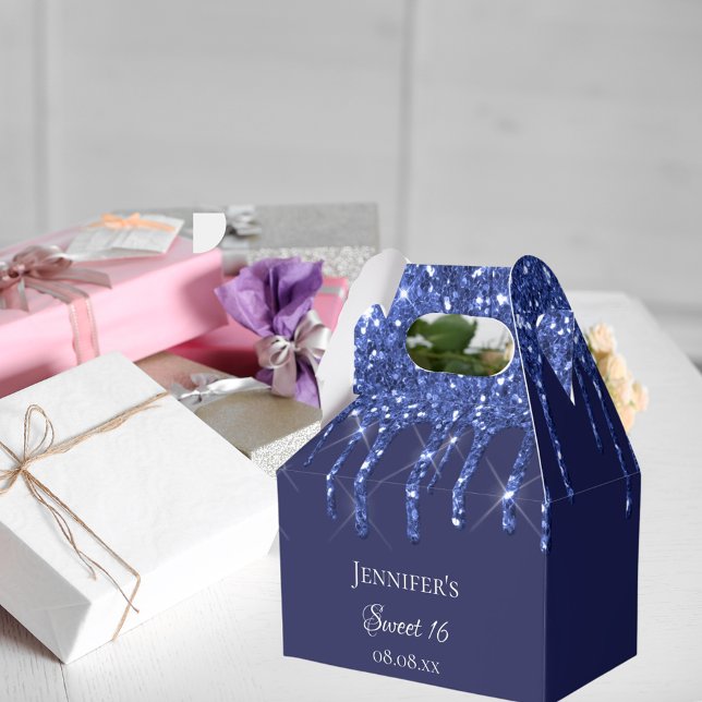 Sweet 16 Marineblau-Glitzer-Tropfen Geschenkschachtel (Von Creator hochgeladen)