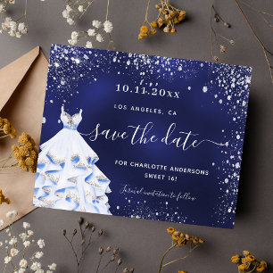 Sweet 16 marineblaue Kleidung Save the Date