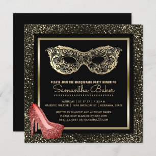 Sweet 16 Masquerade Ball  Rosa Gold 16 . Geburtsta Einladung
