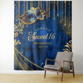 Sweet 16 Masquerade Blue Foto Backdrop ID1032 Wandteppich